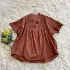 THE SHOP TK サイズLブラウン 半袖シャツ ゆったり着心地　体型カバーのサムネイル