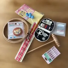 刺繍用フープとライオンパッチの手芸セット