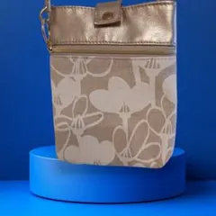花柄 スマホショルダーバッグ ゴールド