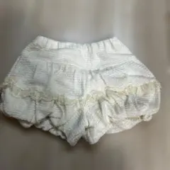 mezzo pianoフリル付きホワイト半ズボン　ショートパンツ130サイズ