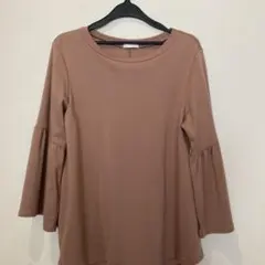 GU ブラウン フレアスリーブ 五分袖トップス S