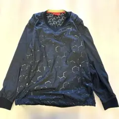 Puma ネイビー 六角形パターン Vネック L H27番