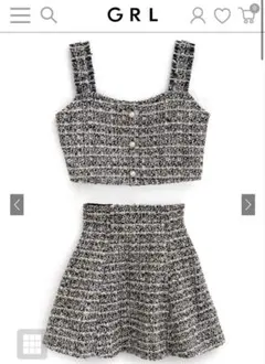 ラメツイードビスチェ×ミニフレアスカートセットアップ[ta173]