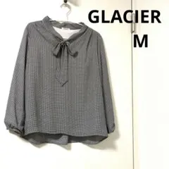 GLACIER チェック柄リボン付き長袖シャツ M