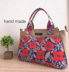 チューリップバック＊北欧風　メイミレッド(kippis生地使用)×モカブラウン
