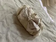 リボン付き ベージュパーティーバッグ
