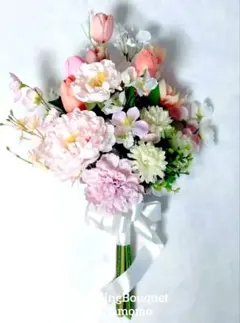 ウェディングブーケ　アーティフィシャルフラワー　前撮り　チューリップ　ピンク系