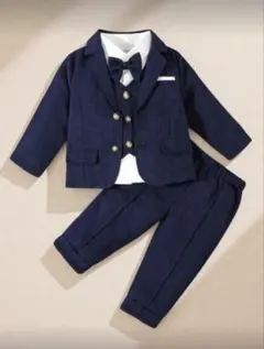 ［サイズ選択可能！］ネイビー フォーマルスーツ 蝶ネクタイ付き