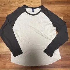 GAP ラグラン長袖カットソー グレー×ホワイト Lサイズのサムネイル