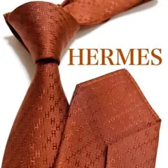 美品 エルメス ネクタイ ハイブランド H柄 ファソネ 光沢 ジャガード 希少