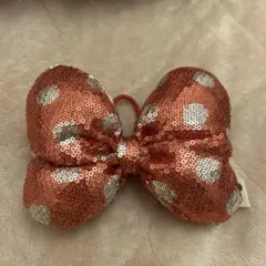 ディズニー ミニーちゃん スパンコール リボン ヘアゴム 赤