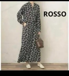 美品　ROSSO ロッソ　Vネック　長袖ワンピース ブラック アーバンリサーチ