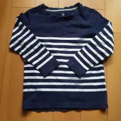 UNIQLO 長袖カットソー 110 ネイビー/ホワイト