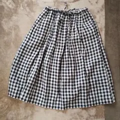 無印良品　ギンガムチェック　ロングスカート　麻　Sのサムネイル
