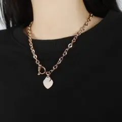 ローズゴールド ハートチャーム ネックレス