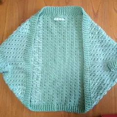 薄緑のオープンフロントカーディガン手編み
