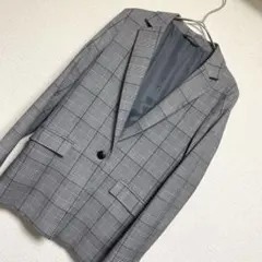 GU ジーユー　グレー系チェック テーラードジャケット