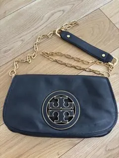 TORY BURCH ツイード 2WAY クラッチ チェーンショルダー 黒 - メルカリ