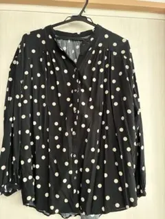 グローバルワーク 水玉ブラウス L ドット 長袖 ブラック