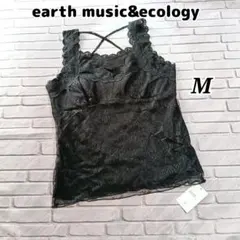 earth music&ecology 総レース キャミソール M ブラック