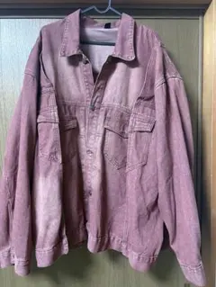 SHEIN ヴィンテージ風 カラーデニムジャケット レッド系Gジャン L