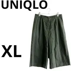 UNIQLO リネンコットンワイドクロップドパンツ　オリーブXL