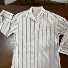 フロッキーストライプロングシャツワンピースのサムネイル