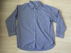 【美品】GU ジーユー　ストライプオーバーサイズシャツ　長袖　ブルー　Mサイズ