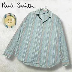 ポールスミス 長袖 シャツ マルチストライプ 黒タグ コットン レギュラーカラー