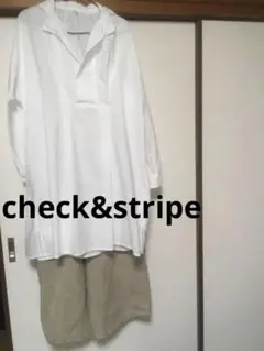 check&stripe ビッグポケット　キュロット スカートパンツ　ヘリンボン