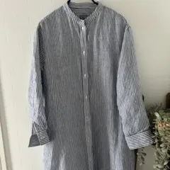 フレンチリネン　スタンドカラーワンピース　xs〜sサイズ