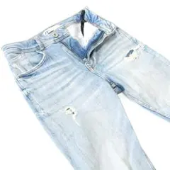 ZARA ストレッチテーパードデニム 29 美シルエット ダメージリペア加工
