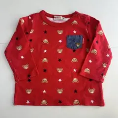 ミキハウス プチプッチー プッチー 長袖 ロンT Tシャツ 赤 レッド80