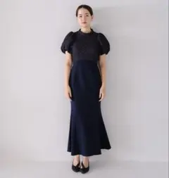 TINA：JOJUN ドッキングマーメイドドレス　ネイビー　ワンピース　M