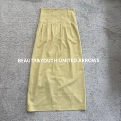 BEAUTY&YOUTH ハイウエスト タックロングスカート イエローのサムネイル
