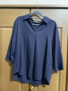 UNIQLO ネイビー 五分袖シャツ Lサイズ
