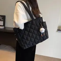 トートバッグ キルティング マザーズバッグ 軽量 大容量 肩掛け ブラック