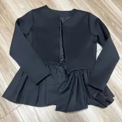 ブラック フリルジャケット　ジップアップブルゾン　M