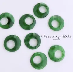 樹脂チャーム アクリルパーツ フレーム ラウンド イヤリング ピアス グリーン
