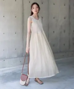 新品タグ付きbab定価6600② クロシェコンビキャミワンピースアイボリー