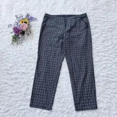 美品＊インディヴィ スラックス テーパードパンツ ストレッチ 千鳥格子 グレー系