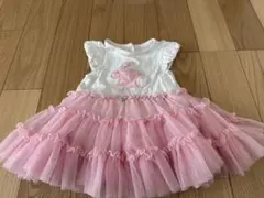 ベビー フリルドレス ホワイト/ピンク　12M
