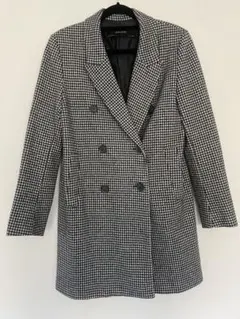 ZARA ダブルブレスト チェスターコート ブラック - メルカリ