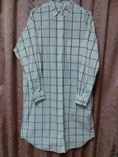 チェック柄 長袖シャツワンピース