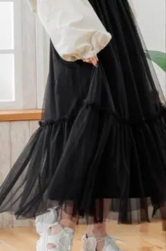 ブラックチュールロングスカート