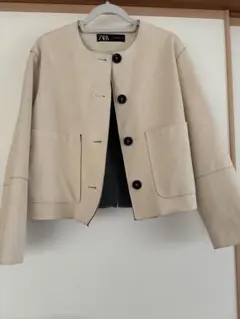 ZARA フェイクレザー　ノーカラージャケット