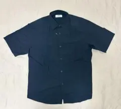 【新品】UNIQLO コットンリネンシャツ 半袖 ネイビー Sのサムネイル