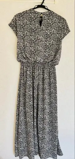 花柄マキシドレス 半袖 ゴム入り