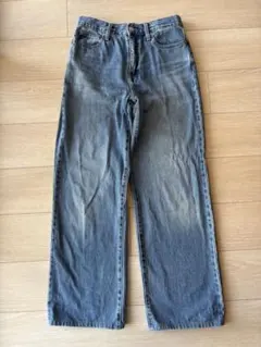 ユニクロ　ブルー　ワイドストレートジーンズ