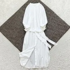 現行✨美品✨23区 ロングワンピース シャツ ベルト 大きいサイズ 48 洗える